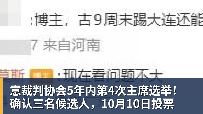 意裁判协会5年内第4次主席选举！确认三名候选人，10月10日投票